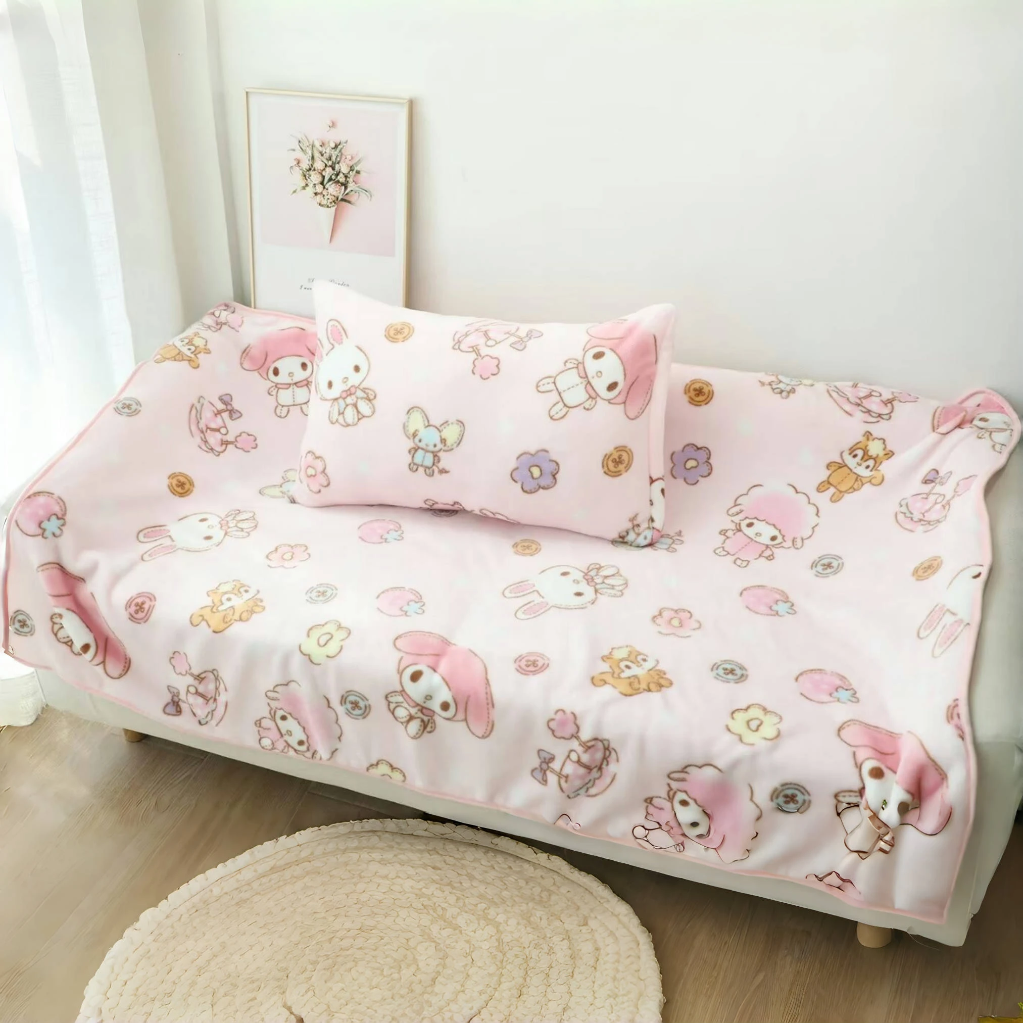 Warme Decke meine Melodie Flanell Decke Kissen bezug Frühling Herbst Sommer Klimaanlage Decke Mädchen Tages decke Image