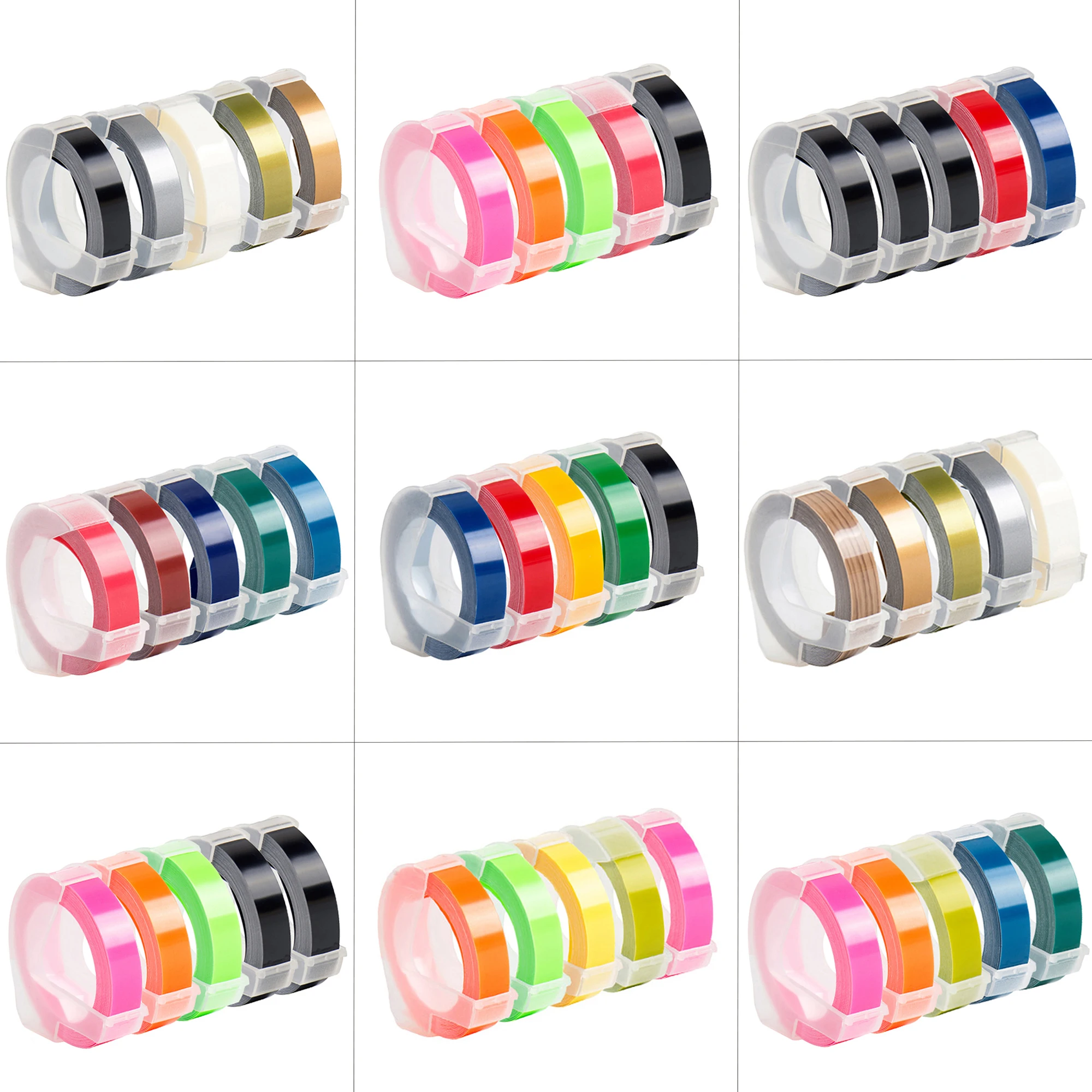 5 Rollen 6/9/12 mm für DYMO 3D-Prägeband, Kunststoff-Nachfüllungen für DYMO 12695 Omega Motex E101 1610 1880 Blind-Schreibmaschine Image