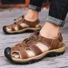 Sommer Männer Sandalen Aus Echtem Leder Herren Casual Schuhe Outdoor Männer Leder Sandalen für Männer Strand Schuhe Römische Schuhe Größe 38-48