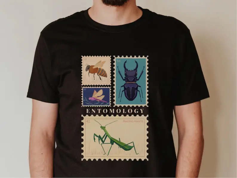 Cottagecore Entomologie T-Shirt Vintage Bug T-Shirt Insekt Gottesanbeterin Top Geschenk für Insekten liebhaber wissenschaft liche ästhetische Käfer Shirt Image
