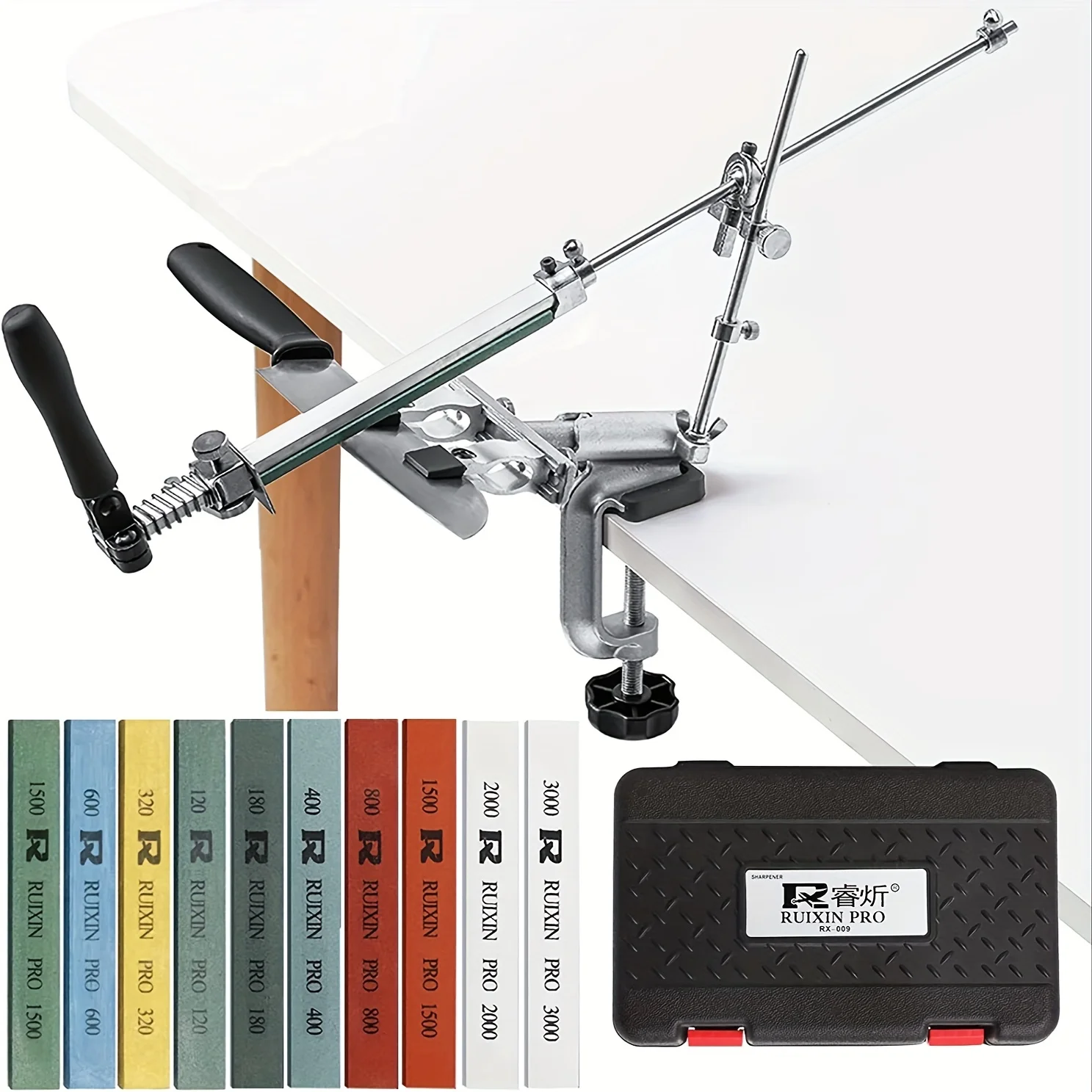Professionelles Apex-Messerschärfset-Werkzeug, RuiXin Pro Rx009 Schärfsystem-Set mit Schleifstein, Chef's Choice Image