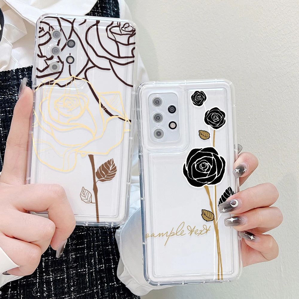 Gold Rose Soft Case für Samsung A54 5g A53 A52 A51 A50 A05 A34 A33 A32 4G A31 A24 A23 A22 A14 A13 S20 Fe S22 S21 S23 Ultra Cover