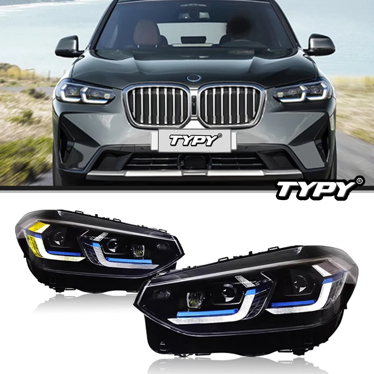 Luci per auto TYPY per BMW X3 G01 faro G08 2018-2022 fari a LED DRL indicatori di direzione luci di marcia diurna anabbaglianti