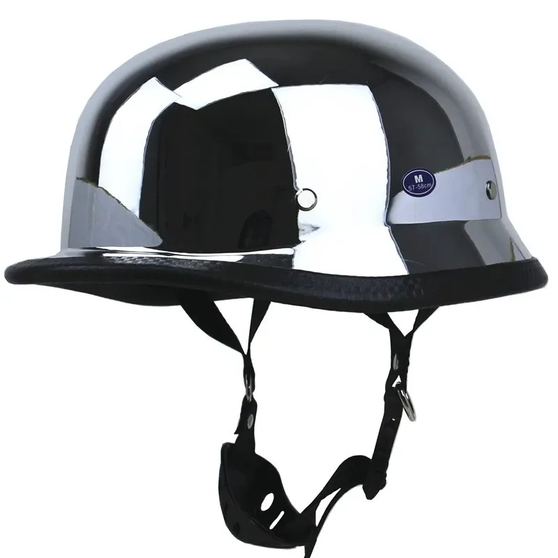 Vintage WWII Deutscher Stil Motorradhelm Moto Scooter Vintage Chrom Silber Farbe Half Face Biker Motorrad Crash Moto Helm