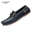 MAEDEF Herren-Loafer, handgefertigt, lässig, Lederschuhe, bequemes Fahren, flache Schuhe, blaue Slip-on-Mokassins, rutschfeste Herrenschuhe in Übergröße