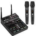 UF4-M mini mixer audio portatile professionale a 4 canali con 2 microfoni Wireless Console Audio USB DJ a 4 canali