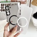 Custodia per telefono magnetica ultra sottile trasparente opaca per Samsung Galaxy S24 Ultra S22 S23 Plus S23 Ultra Protezione per lenti Cover rigida