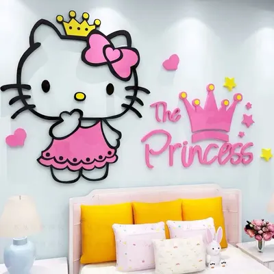 Kawaii Sanrio Hello Kitty Anime süße 3D-Aufkleber Acryl Kristall Kind Mädchen Schlafzimmer Home Dekoration Mädchen Cartoon Spielzeug Geburtstagsgeschenk Image