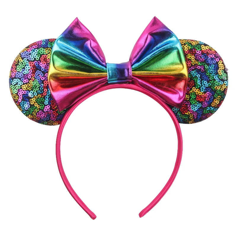 1pc Cartoon Charakter Maus Ohren Stirnband Festival Party Pailletten Bogen Haarband für Mädchen Kinder Boutique DIY Haar Zubehör Image