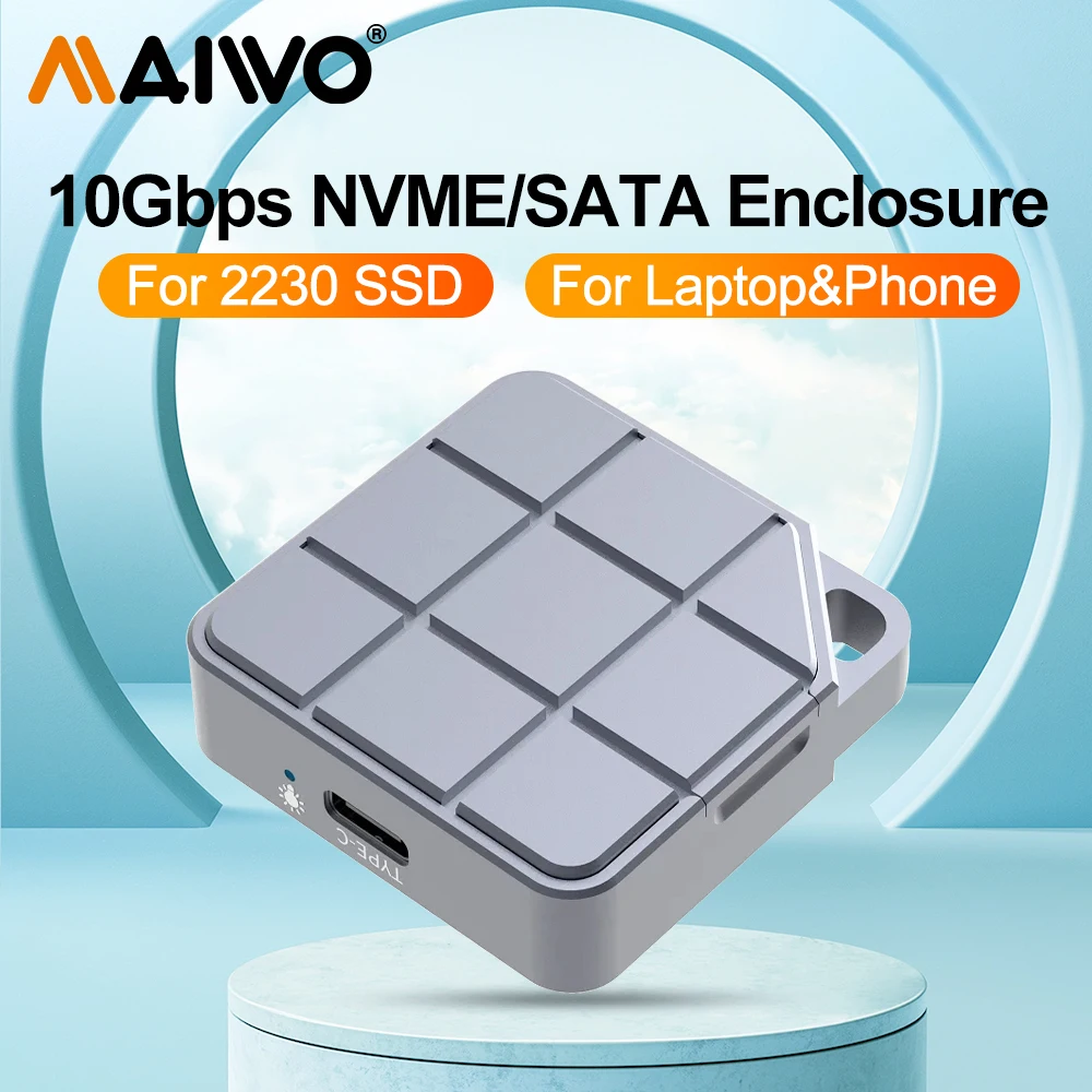 MAIWO M.2 2230 NVMe SATA SSD-Gehäuse USB 3.2 Gen 2 10 Gbit/s zu NVMe NGFF PCI-E M.2 SSD-Gehäuse Externe SSD für PC Laptop iPhone 15 Image