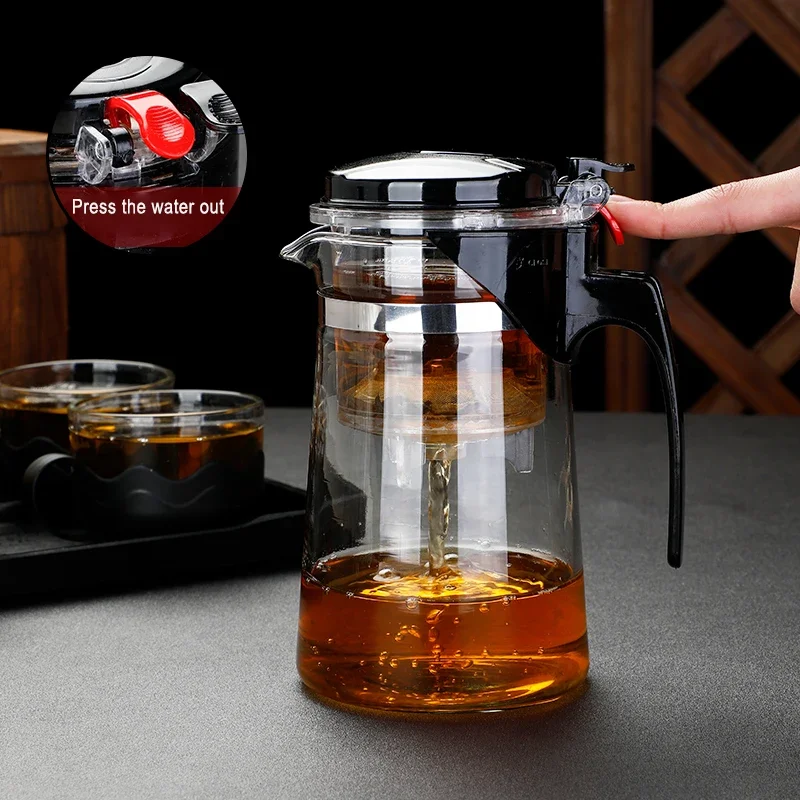 Teekannen Hitzebeständige Glas Teekanne Tee-ei Chinesische Kung Fu Tee-Set Wasserkocher Kaffee Glas Maker Praktische Büro Teekanne Image