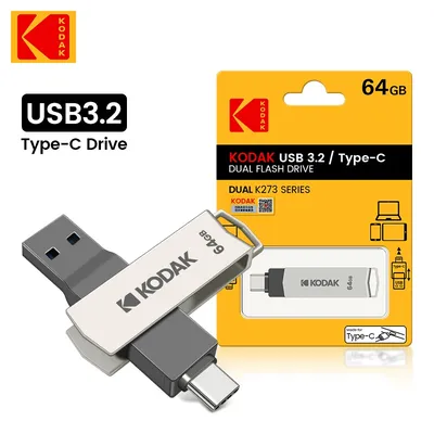 Kodak K273 USB 3,1 Metall otg USB-Flash-Laufwerk 32GB 64GB 128GB Typ C 2 in 1 USB-Stick Dual für Computer und Smartphones Image