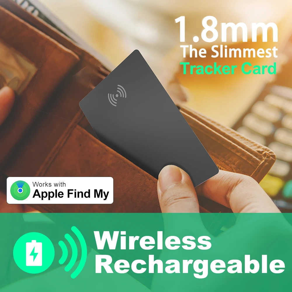 Wallet Tracking Card Ultra-thin GPS Location Smart Anti-loss Tag for Smart Phone Find My Bluetooth Device Wireless Charging