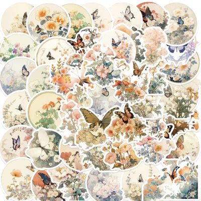 50PCS Ins Nette Schmetterling Blume Cartoon Aufkleber Ästhetische DIY Tagebuch Koffer Sammelalbum Telefon Laptop Kawaii Aufkleber Aufkleber Image