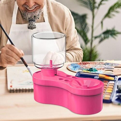 Pinselreiniger Pinselset Spüler mit Abfluss und Pinselhalter Wasserzirkulation Pinselset Reiniger Spülbecher Malutensilien auf Wasserbasis Schulanfangsgeschenke