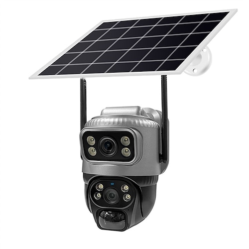 doppia lente 4g macchina fotografica solare pir rilevamento umano visione notturna impermeabile video di sicurezza ip camara 8mp 4k batteria cctv monitor