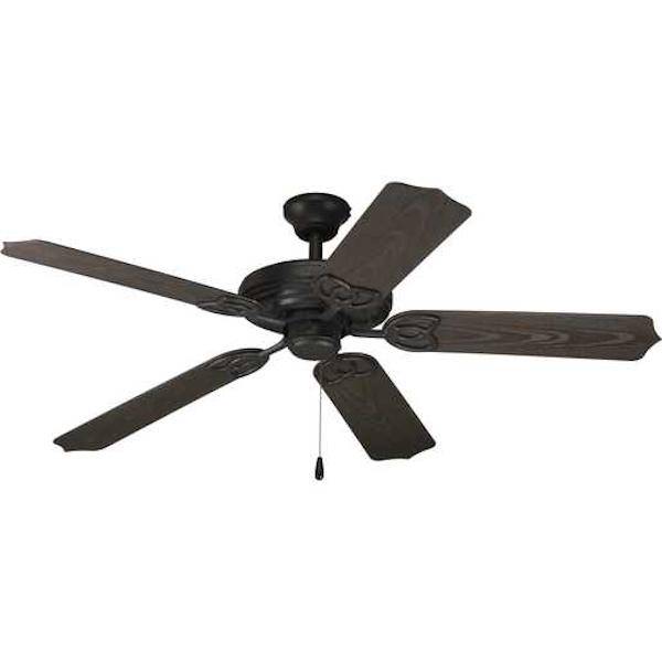 Progress Lighting 161461 - 52" Black 5 Blade Indoor/Outdoor Ceiling Fan (AIRPRO 52" 5-BLADE INDOOR/OUTDOOR CEILING FAN FORGED BLACK (P2502-80))