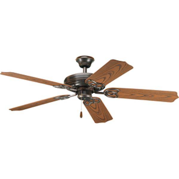 Progress Lighting 149339 - 52" Antique Bronze 5 Oak Blade Indoor/Outdoor Ceiling Fan (AIRPRO 52" 5-BLADE INDOOR/OUTDOOR CEILING FAN ANTIQUE BRONZE (P2502-20))