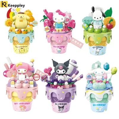 Sanrio Ice cream Cake shape Building Blocks Hello Kitty Cinnamoroll Pompompurin Kuromi Girl Small