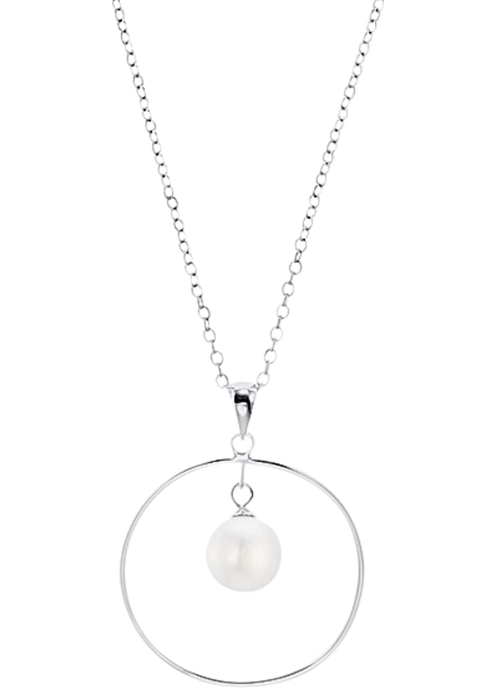 Kette mit Anhänger S.OLIVER "2034393", bunt (silberfarben, weiß), Halsketten, Damen, Perlen Silber 925 (Sterlingsilber), L: 75 B: 1,4mm, Perlen, Silber 925 (Sterlingsilber), mit Muschelkernperle, B:1,4mm