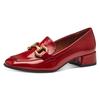 Slipper TAMARIS, Damen, Gr. 39, rot, Lacksynthetik, unifarben, modisch, Schuhe, Blockabsatz, Pumps, Halbschuh, Schlupfschuh mit modischer Zierspange