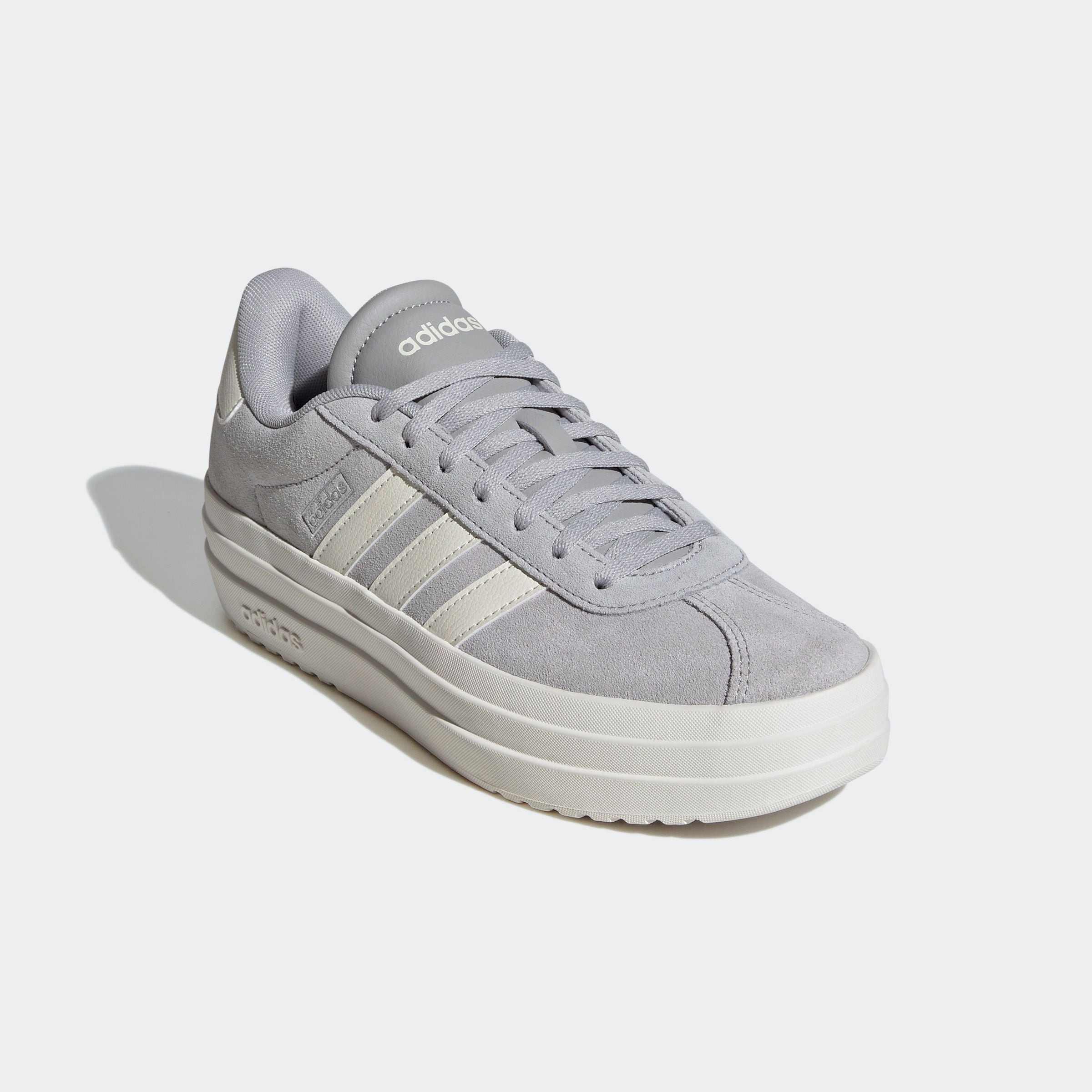 Plateausneaker ADIDAS SPORTSWEAR "VL COURT BOLD", Gr. 36, grau (grau two, sanftes weiß, core weiß), Leder, Synthetik, Schuhe Plateausneaker, Design auf den Spuren des adidas Gazelle Bold