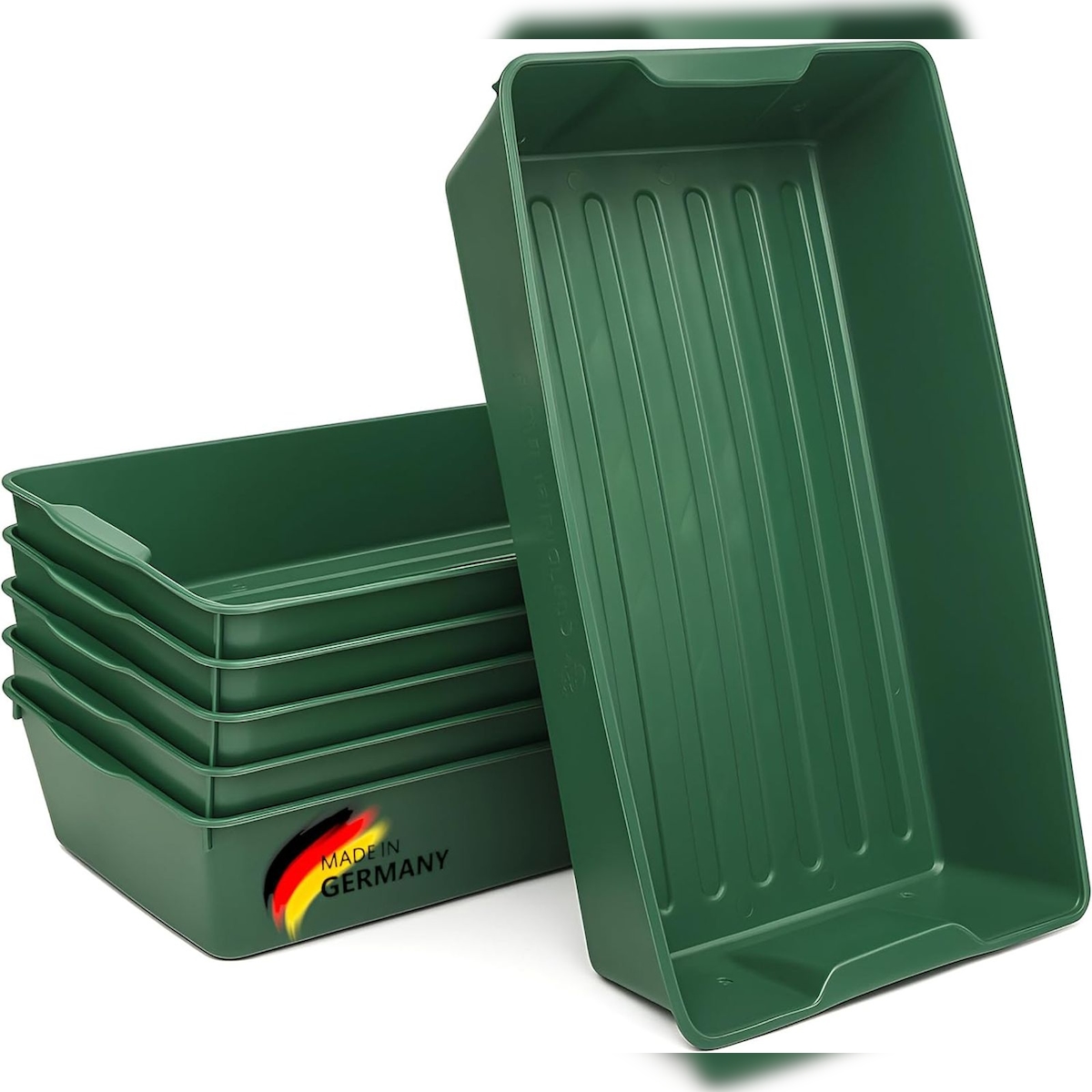 BURI Gärtnerbox Pflanzschale Pikierschale 58x32x11 Profi Pflanzwanne Saatschale grün Grün Image