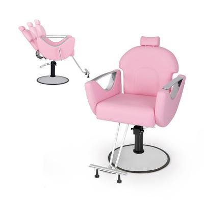 Costway 360°Swivel Reclining Salon Chair for Hair Stylist-Pink