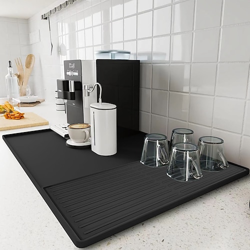 Kaffeematten-Set aus Silikon mit erhöhten Rändern – Kaffeebarmatte für die Arbeitsplatte, Kaffeezubehör passt unter die Kaffeemaschine/Espressomaschine, Abtropfmatte, hitzebeständiges Küchengerät Image