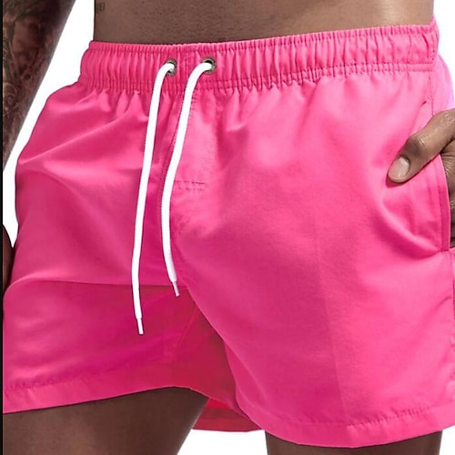 Herren Boardshorts Badeshorts Badehose Kordelzug Tasche Netz Elastischer Bund Shorts Innen Outdoor Sport Outdoor Sommer Schnelltrocknend Weich Atmungsaktiv Strand Training Figurbetonter Schnitt Image