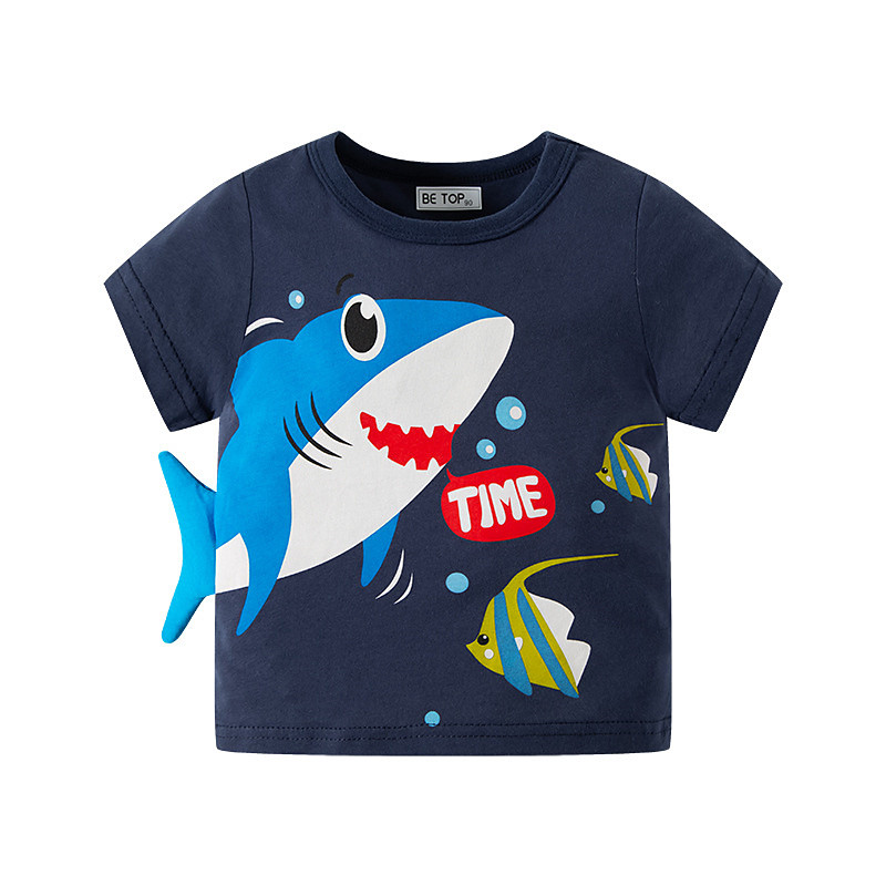 Kid's 3D Graphic Shark Tee Short Sleeve Summer Fashion Basic Kids 4-8Years Crew Neck Outdoor Casual Daily Regular Fit