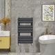 Warmehaus - Minimalist Heated Towel Rail Radiator Bathroom Flat Panel Black 800 x 450mm - Modern Central Heating Space Saving Radiators - Perfect for Bathrooms