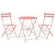 Outdoor Patio 3 Piece Bistro Set Coral Red Steel Round Table and Chairs Fiori