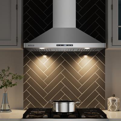 Empava 36 in. 380 CFM Wall Mount Range Hood in Stainless Steel with Ducted Exhaust Vent - Soft Touch Controls - 35.5" x 19.6"