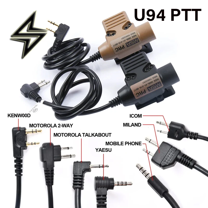 WADSN Militärische Taktische U94 PTT 7,0 Stecker Headset Adapter Für COMTAC Earmor Baofeng Kenwood Walkie Talkie Radio Motorola Midland Image