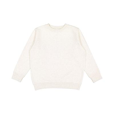 LAT L2225 Youth Elevated Fleece Crew T-Shirt in Natural Heather size Small | Cotton/Polyester Blend 2225LA, 2225