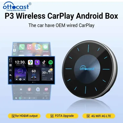 OTTOCAST P3 OttoAibox CarPlay AI Box Wireless Android Auto Smart TV Box Car Accessories for Benz