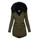 Cenlang Women's Hooded Warm Winter Parka Coat Plus Size Fleece Lined Long Thichkened Jacket Outwear with Faux Fur Ruff