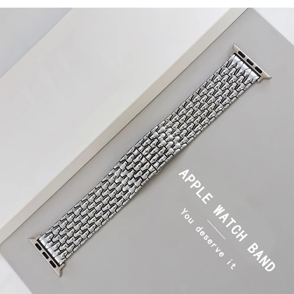 Geeignet für Apple Watch iwatch Ersatzarmband, konkaves und konvexes Metallarmband, kompatible Apple Watch 987654321 Image