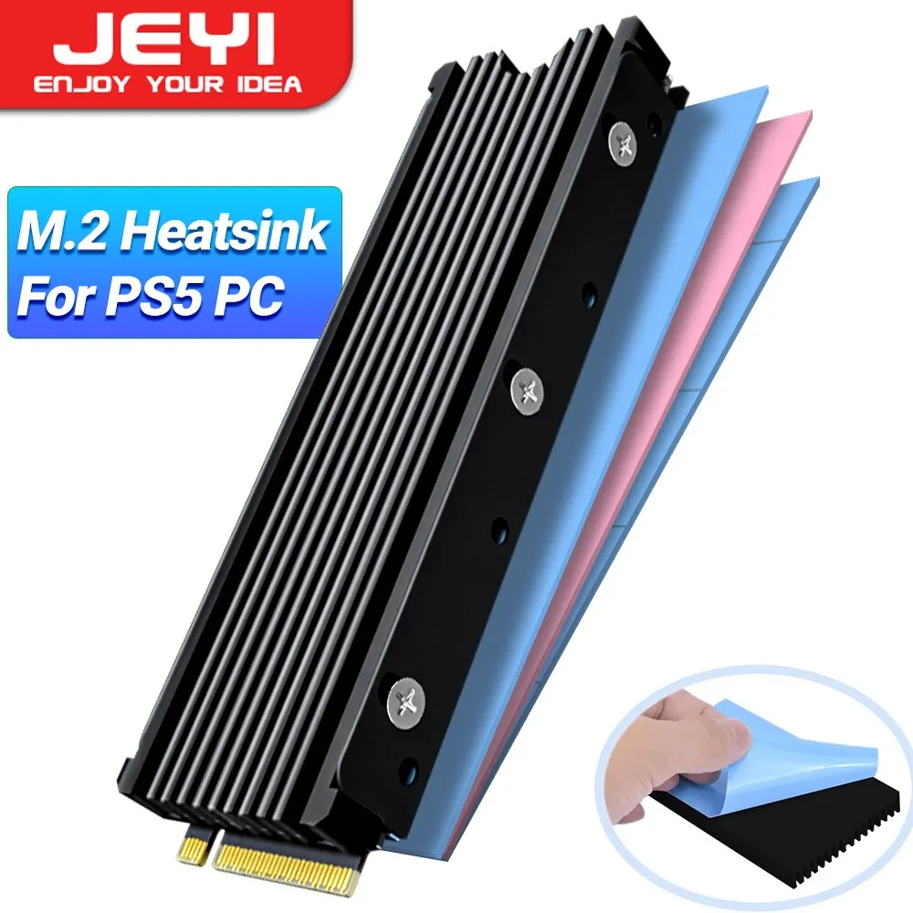 JEYI M.2 2280 SSD-Kühlkörper, unterstützt PS5 PC, NVME NGFF 2280 SSD, doppelseitige Kühlkörperkühlung mit thermischen Silikonpads, Kühler Image