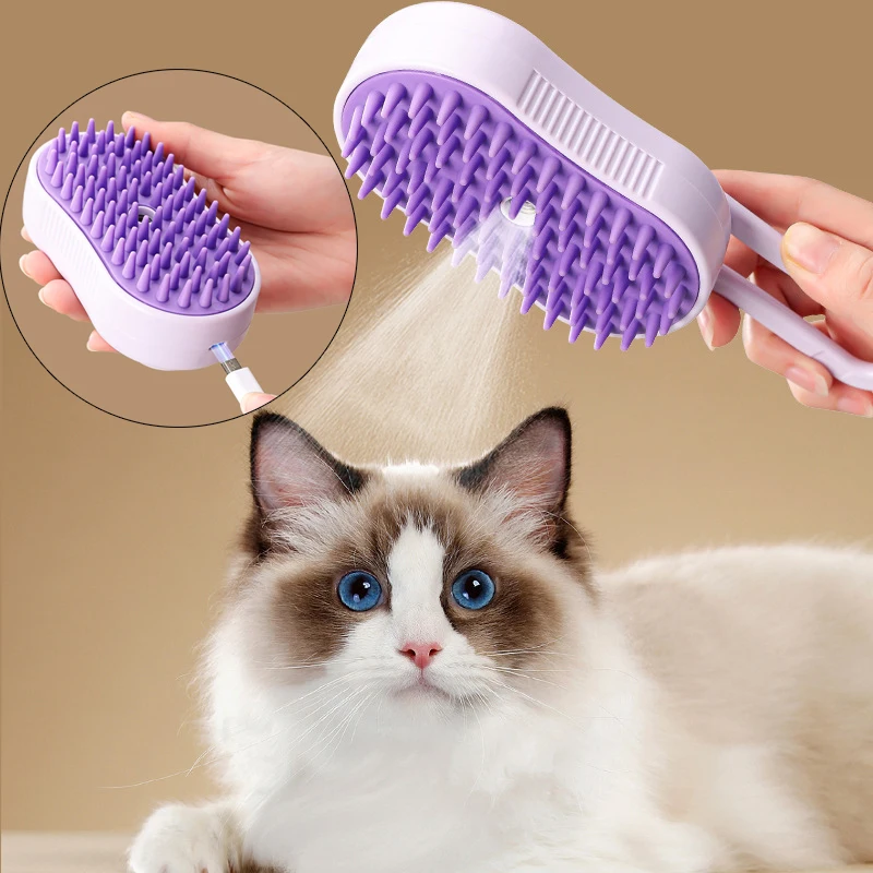 Wiederaufladbare Haustier-Sprühbürste für langes Haar, Tiere, Katze, Hund, Massagekamm, Dampfreinigung, Haarspul, Mascotas, Pflegezubehör Image