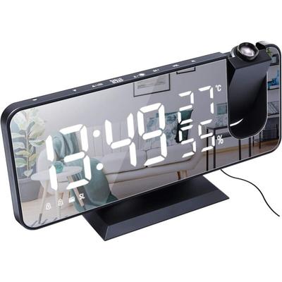 Odipie - Projektionswecker für Schlafzimmer, 7,4'' großer LED-Spiegelbildschirm und Image