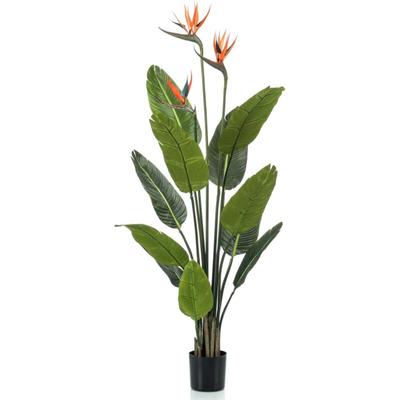 Künstliche Pflanze Strelitzia im Topf mit Blumen 120 cm Emerald