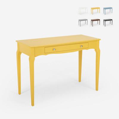 Shabby Chic Holz Eingangsmöbel Schreibtisch Konsole 106x47cm Toscano - Gelb Image