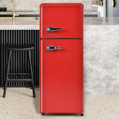 Retro-Kühlschrank. Kühl-Gefrier-Kombination, 105.5 cm hoch, 41 cm breit, zweitürig, mit 92 Liter