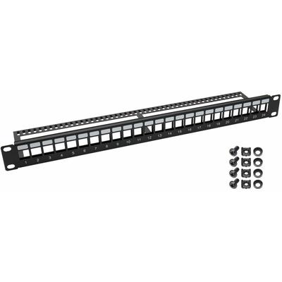 66445-02 utp Keystone-Patchpanel für Serverschrank, 19 Zoll, 24 Ports RJ45, Schwarz - HMF