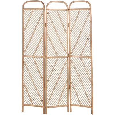 Raumteiler Rattan Natur 106 x 180 cm 3-teilig Trennwand Paravent Raumtrenner Modern Boho