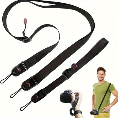 TEMU Quick-release Adjustable Camera Strap, Black - Fit For , , For Dslrs (1pc Set)