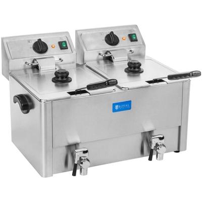 Profi Doppel Fritteuse Elektro Edelstahl Kapazität 2x13L Fritteuse Kaltzonen