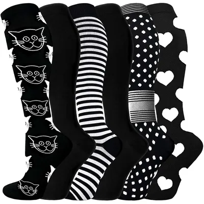 New Compression Socks Black Series Sports Socks Knee High 20-30 Mmhg Medical Nursing Nylon Running Men Women Compression Socks
